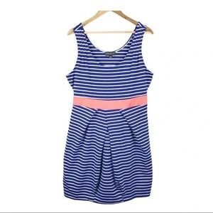 Forever 21 Plus‎ Blue Stripe Sleeveless Dress Coral Tie Waist Casual 1X